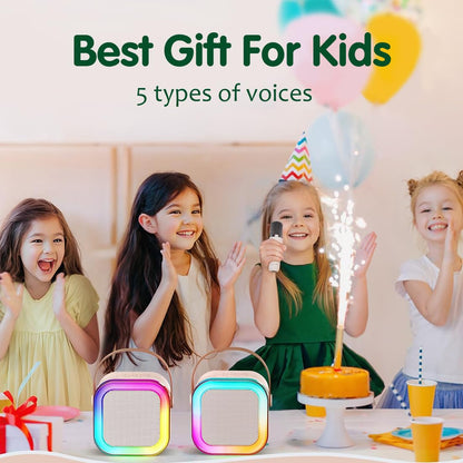 Karaoke Machine for Kids Adults, Mini Portable Blue-Tooth Karaoke Speaker with Wireless Microphone and Dynamic Lights Birthday Gift Home KTV Outdoor Travel