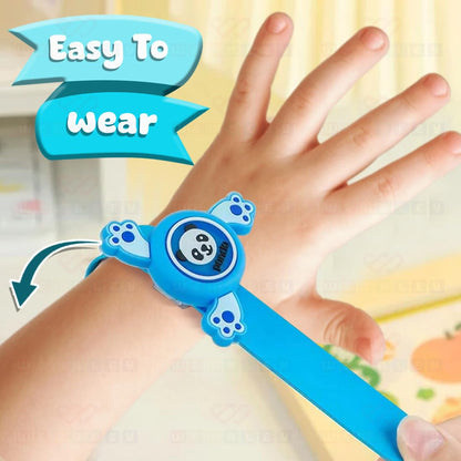 Wrist Band for Kids with Spinner Top LED Light Cute Cartoon Bracelet Slap Band for Boys Girls Birthday Party Return Gift Kids Band - 1 Pc, Random Colors - Toy Temple