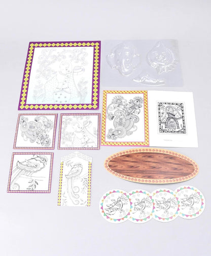 Madhubani Art Kit Brown |Fun and Learningg Games for Kids and Childrens, Edu-cational Toy, Classic Board Games for Kids Boys and girls (Multi color)