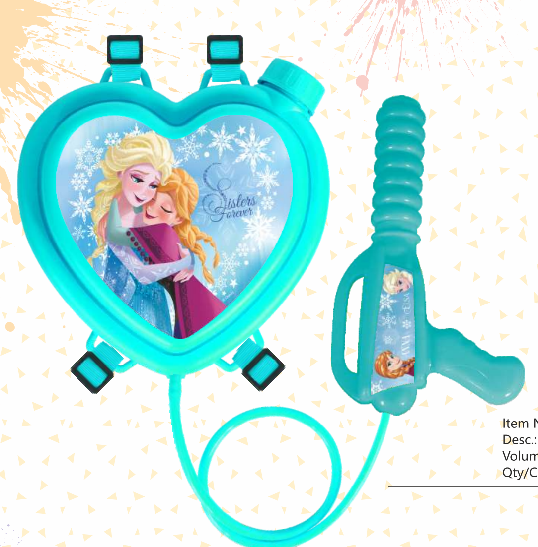 Heart Shape Water Tank With Gun Pichkari (Mix Design) (1200ML)