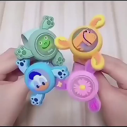 Wrist Band for Kids with Spinner Top LED Light Cute Cartoon Bracelet Slap Band for Boys Girls Birthday Party Return Gift Kids Band - 1 Pc, Random Colors